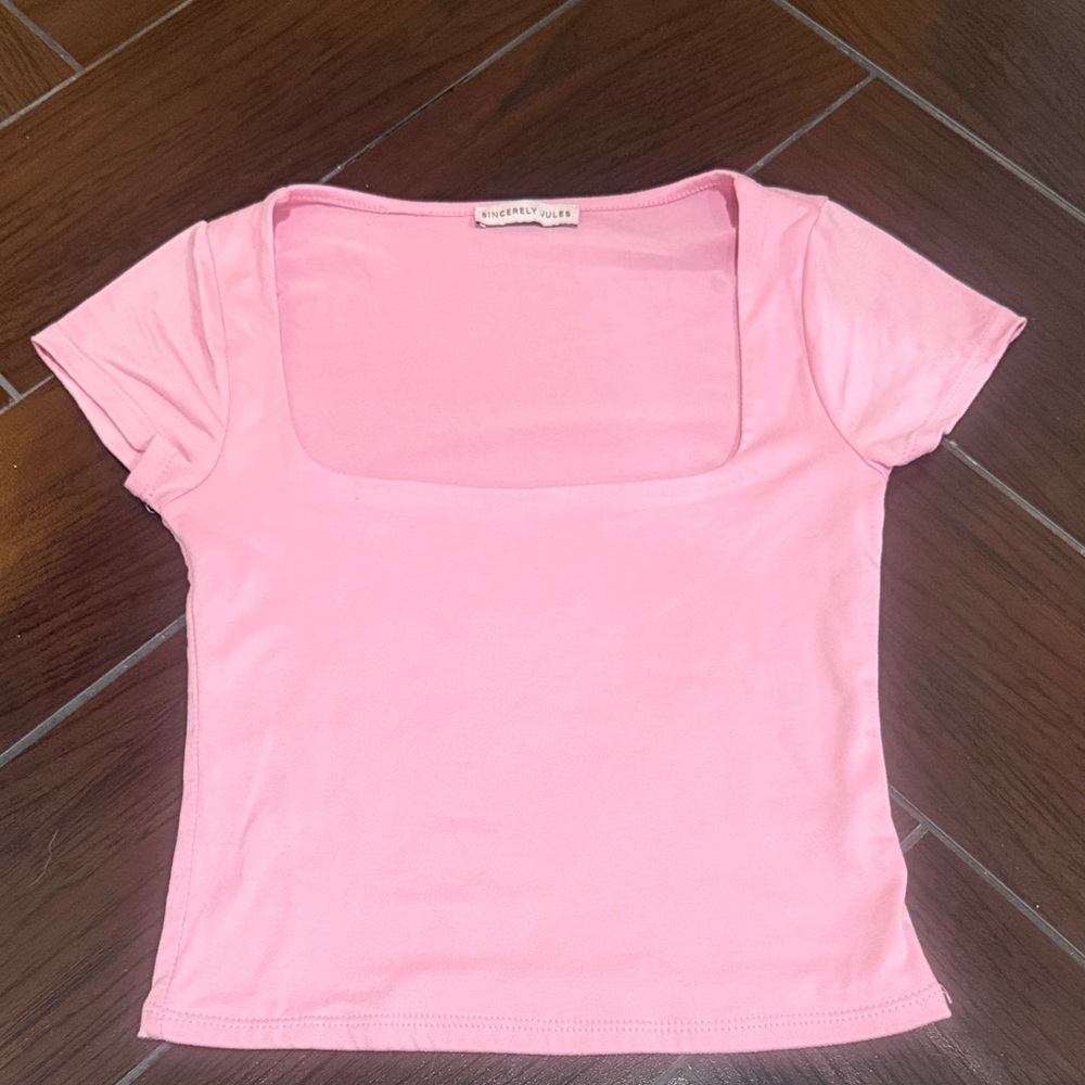 Sincerely Jules Pink Square Neck Crop Top
